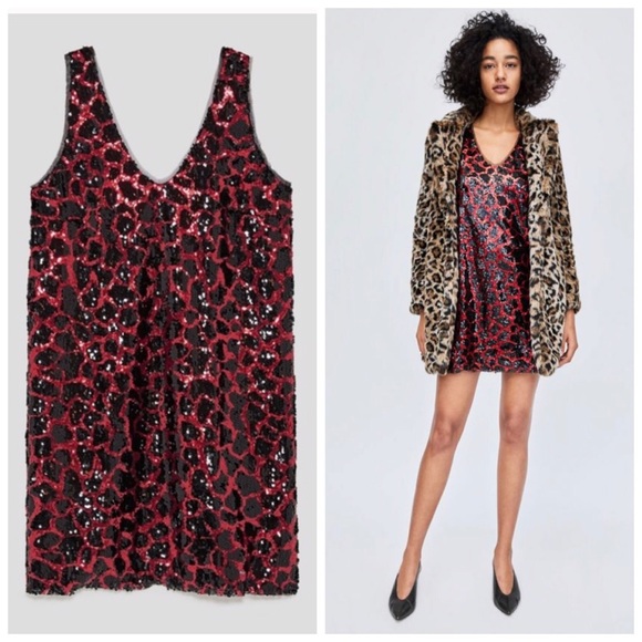 Zara animal print sequin dress Clearance